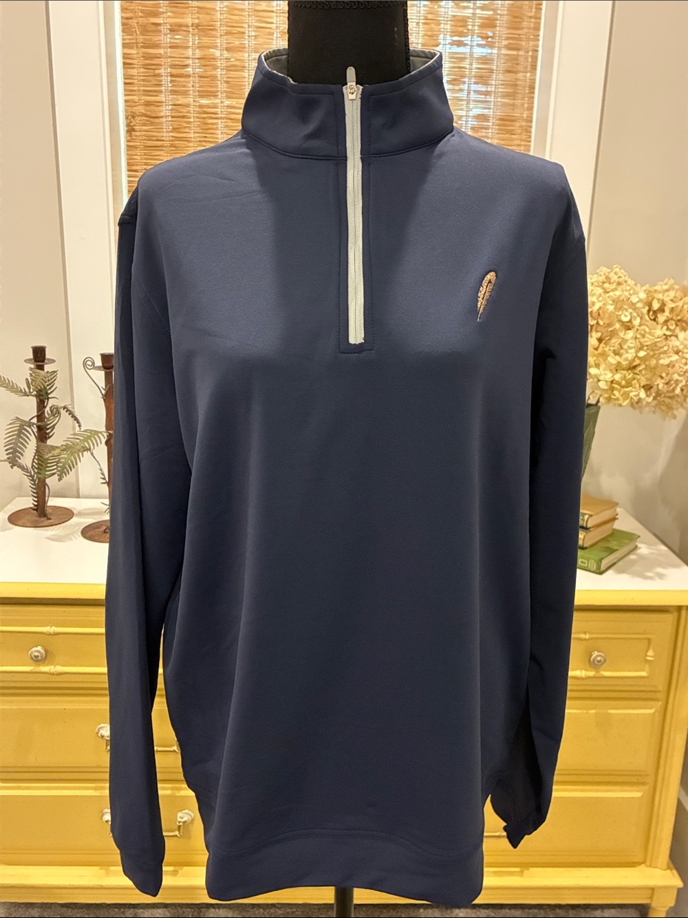 Peter Millar Perth Performance Quarter-Zip Pullover with Feather Emblem